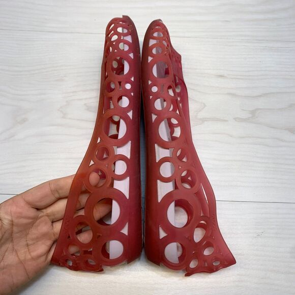 Crocs Adrina Flat Shoe Open Toe Circle Cut Out Toe Ballet Pink Jelly Womens 11 - Picture 2 of 9